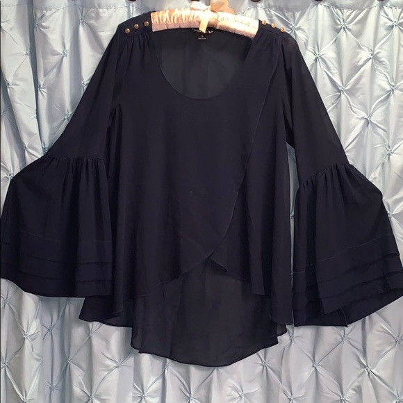 Bell Bottom/Long Sleeve Blouse Indigo Blue - Picture 1 of 4